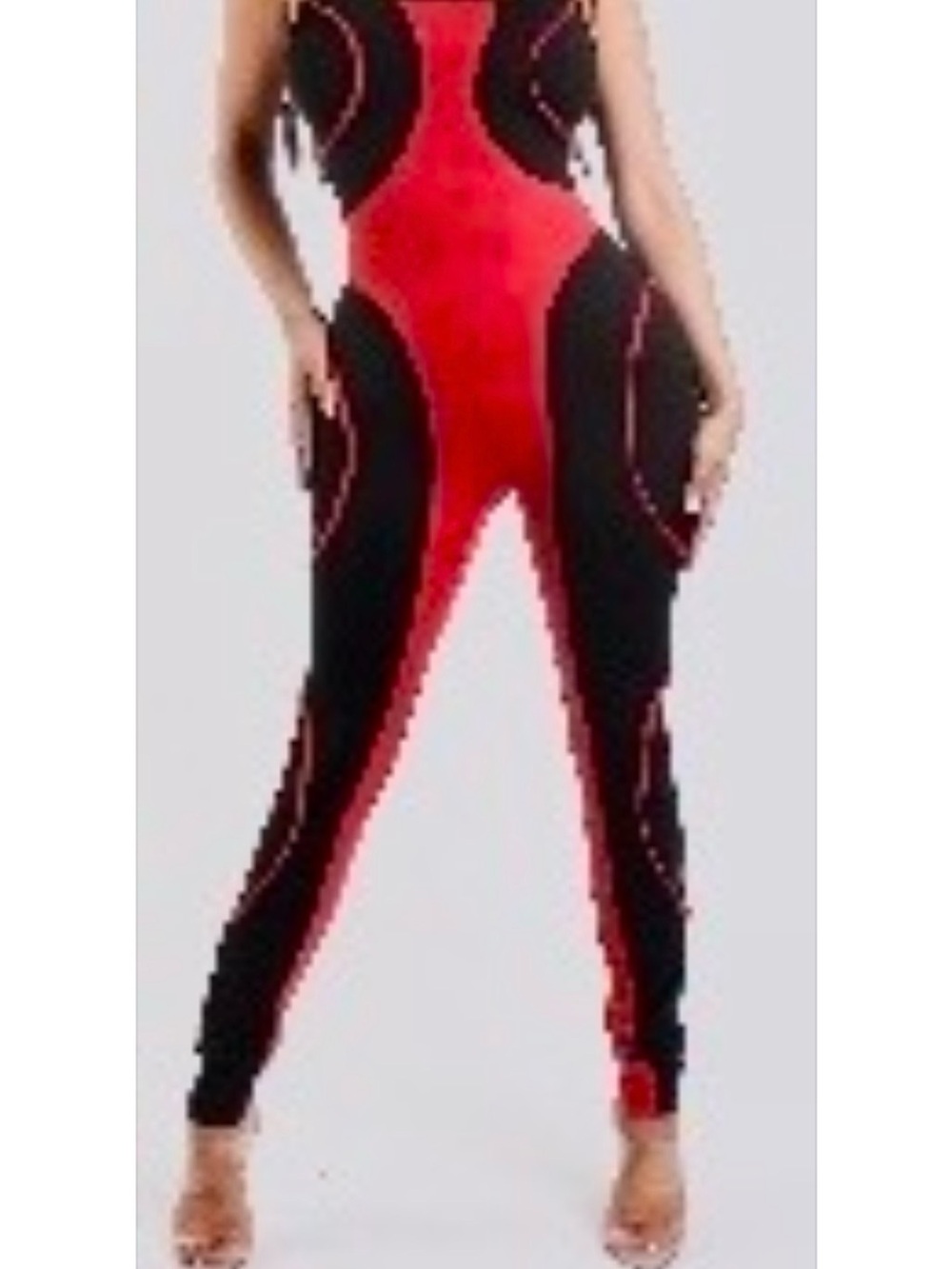 Colorblock Red & Black Women's Jumpsuit